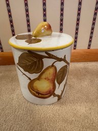 Vintage Italian Hand-Painted Ceramic Pear Canister  Marked Italy