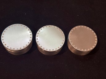 Set Of 3 Vintage Silver-Tone Rhinestone Jewelry / Trinket Boxes