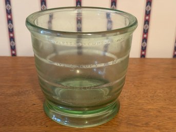 Vintage Uranium Glass Measuring Mixing Bowl  Graduated Pint Cup Ounce Markings  Glows Under UV