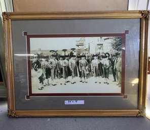 Framed Vintage Photograph Depicting Group Of Bullfighters In Traditional Attire