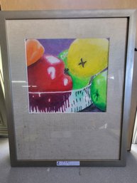 Framed Still Life Painting Of Bowl Of Fruit