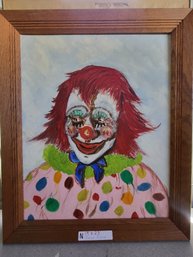Vintage Style Framed Painting Of A Clown