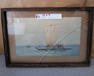 Water Coloring Of South American Sailing Raft