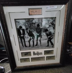 Framed Matted Black And White Print Of The Beatles Playing Golf With Replica Signatures