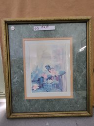 Vintage Watercolor Print Of Lotus Flower