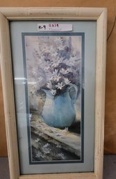 Vintage George Bjorkland Floral Art Print Titled Flowers In Pitcher
