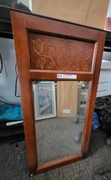 Framed Wooden Wall Mirror With Carved Pineapple