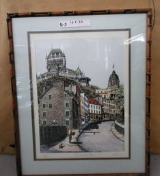 Framed Lithograph La Cote De La Montagne Signed Mane Quebec