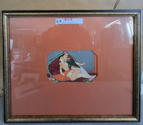Indian Miniature Print Of Erotic Couple Scene