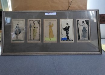 Framed Collection Of Vintage French Fashion Illustrations