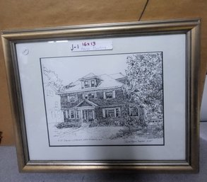 210 Park St, W Roxbury Ink Sketch  By Jane Ryan Sugrue From Gloucester MA