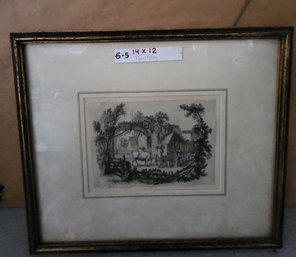 Framed 17th Century Style Etching