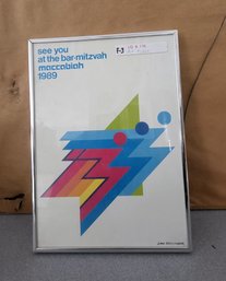Framed Vintage Poster Promoting The 13th Maccabiah Games Held In 1989