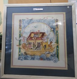 Framed Lithograph Titled Noahs Ark By Debbie Kingston Baker