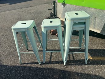 Teal Metal Stools Set Of 4