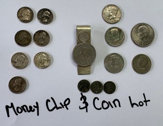 Vintage United State Coins And Money Clip