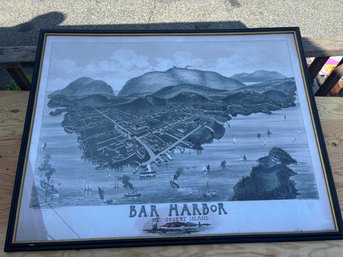Bar Harbor Mt Desert Island ME Lithograph Art Framed