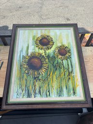 Acrylic On Board Of Sunflowers By Van Guard
