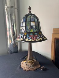 Bradley And Hubbard Antique Table Lamp With Quoizel Collectibles Tiffany Style Lampshade