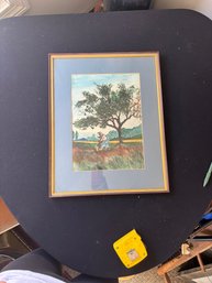 Watercolor Painting Of A Pastoral Landscape By Chrysanthis Parianou