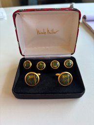 Nicole Miller Wall Street Themed Cufflinks And Stud Set