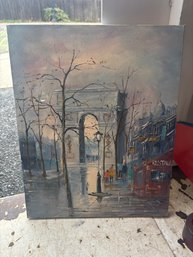 Oil Painting Of A Parisian Street Scene
