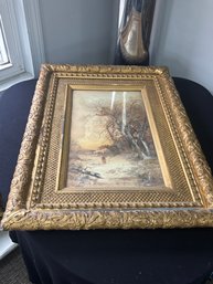 Landscape Painting In Ornate Gold Frame