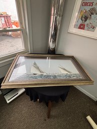 Print Reproduction Of A Sailboat Race