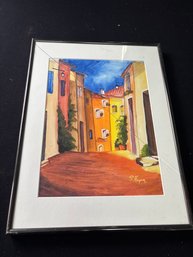 Framed Art Titled Village Street In Tuscany By P. Hayden