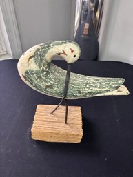 Hand Carved And Painted Wooden Shorebird Decoy
