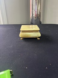 Italian Vintage Green Onyx Jewelry Trinket Box