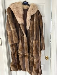 Muskrat Fur Coat With Fox Collar Made In USA