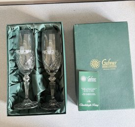 Galway Irish Crystal Claddagh Friendship Flutes