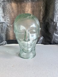 Vintage Green Tinted Glass Mannequin Head 10 Inches