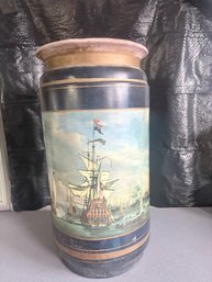 Vintage Hand Painted Porcelain Umbrella Stand