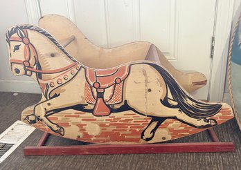 Vintage Children's Wooden Rocking Horse From 1940s-50s