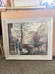 Vintage Mid Century Oil Painting On Canvas From 1960s