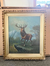 G.W. Thomas Oil Painting Of Elk Circa 1920