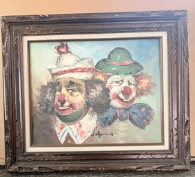 Original Oil Painting Of Two Clowns By William Moninet