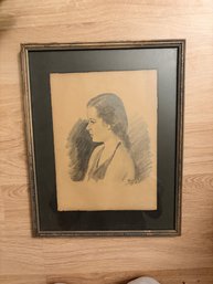 Graphite Drawing Titled Portrait Of A Young Women With Upheld Hands By Anatol Shulkin