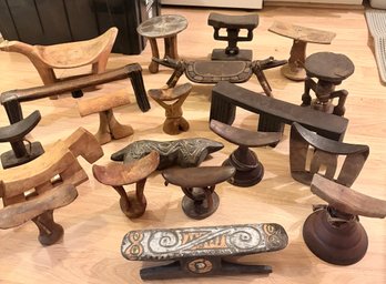 Collection Of Traditional African Wooden Headrests