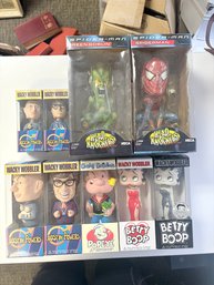 Collection Of Various Bobbleheads Funko Wacky Wobblers And Head Knockers