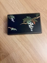 Vintage Japanese Lacquerware Jewelry Box Feat. Wisteria Floral Motif