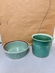 Vintage Mccoy Potter Dish And Pottery Storage Cannister