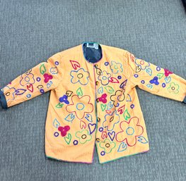 Vintage Jacket With Graphic Flower Embroidery