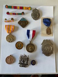 Collection Of Military And Service Related Medals And Pins