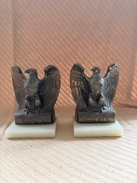 Vintage Pair Of Brass American Bald Eagle Bookends