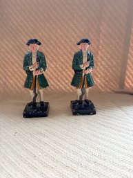 Matched Pair Antique Cast Iron Colonial Minutemen, Bookends, Or Door Stops