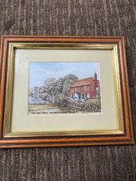 Framed Print Titled 'The Bat & Ball, Broadhalfpenny Down' By An Artist Named Gosson