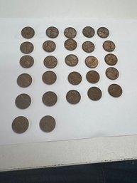 Collection Of 27 U.S. Lincoln Wheat Pennies